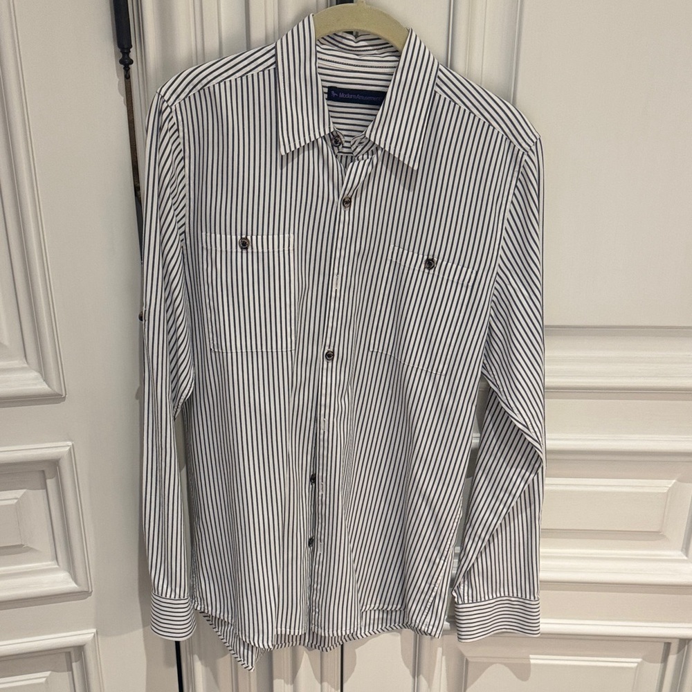 Modern Amusement Black and White Striped Casual Shirt